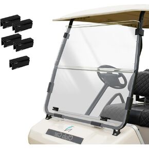 Club Car DS Golf Cart Windshield Club Car DS Windshield for 2000.5+ Club Car DS Transparent Foldable UV Protection and Shock Resistant Acrylic Windshield