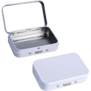 2Pack Dental Floss Portable Case,Refillable Portable Floss Pick Holder Container with Mirror,Small Floss Dispenser for Travel, Dates and Hotels(White)