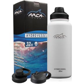 Stainless Steel Water Bottle With 2 Lids (Straw & Sport) - Sport Bottles for Men, Women & Kids - Double Walled, Insulated Thermos (White, 32 oz)