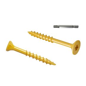 #8 x 1" Deck Screws, Flat Head Wood Screws, Tan Epoxy Coated, Exterior Decking Screw, Torx Drive, T25 Star Bit Included, 100 PCS