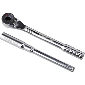 Prestacycle Pro T Handle Ratchet and Extension Set, Heavy-Duty 60 Nm Ratcheting T Handle Driver for 1/4" Hex Bits, Compact T Handle Wrench for Bicycles (Bits Not Included)