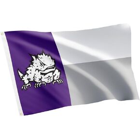 Desert Cactus Texas Christian University TCU Flag - 3 x 5 Feet Frogs Banner, Indoor/Outdoor Durable Fabric, 100% Polyester Design (Style U)
