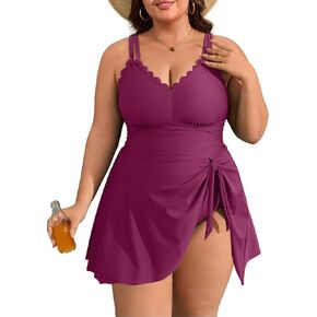 Charmo Plus Size Swimsuit for Women Swim Dress Scalloped One Piece Tummy Control Bathing Suit Ruched Swim Suits 2025 in Kuwait