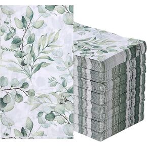 100 PCS Disposable Napkins Sage Green Leaves Napkins Bathroom Napkins Guest Disposable Soft Absorbent Paper Hand Towels for Home Party Dinner Decor