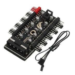 MECCANIXITY IDE 10 Port 4Pin Case Fan Hub, PWM Splitter Motherboard Cooler CPU Cooling Control Self-Adhesive for 12V 3Pin/4Pin Computer Case Fan