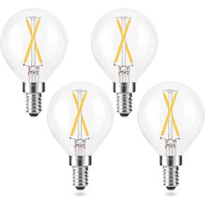 Dimmable 2 Watt Candelabra LED Light Bulb(25W Equivalent), AIELIT E12 Globe LED Bulb, Small Chandelier Base, Antique G15 Filament Edison Bulb for Nightstand Lamp, 200 lm, Warm White 2700K Clear, 4 Pcs