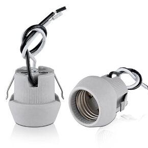 E26 Porcelain Keyless Light Socket,Heat Resistant Socket with Double Snap-in Clip Embedded UL Listed Screw Lamp Holder (2)