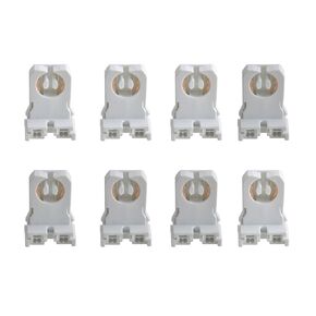 8 Pack Non Shunted T8 Lamp Holder Socket Turn Type for LED Fluorescent Tube Replacements Retrofit Kit Parts White