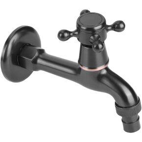 G1/2in Wall-in Bathroom Sink Faucet,Antique Brass Faucet,Wall Mount Tap,Single Cold Water Tap Faucet,Basin Mixer Tap with Ergonomically Handle,for Washing Machine Bathroom Vanity