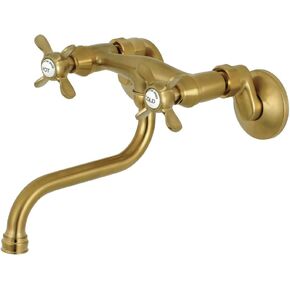Kingston Brass KS116SB Adjustable Center Wall Mount Bathroom Faucet, Brushed Brass 10.38 x 6 x 5.44