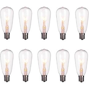 GOOTHY ST40 Edison Replacement Bulbs, 7 Watt E17 Intermediate Screw Base Clear Edison Light Bulbs ST40 Replacement Bulbs for Outdoor String Lights, C9 Incandescent Light Bulbs, Warm White-10 Pack