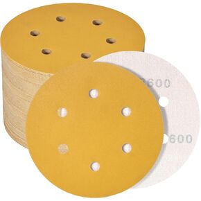 6-Inch 6-Hole Sanding Discs Hook and Loop, 40-Grit Orbital Sander Sandpaper for Woodworking and Automotive Metal, 70-Pack
