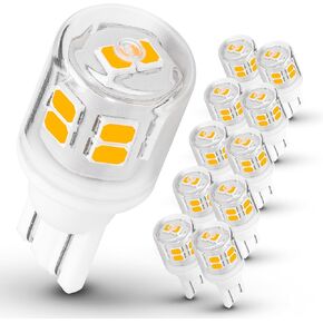 T5 T10 Wedge Base Landscape LED Light Bulb 12-24v, 7W 11W 18W 25W 30W Equivalent, T10 LED 3W 2700K Warm White for Interior RV Camper Marine Boat Yacht Trailer Deck Light Path Light,10 Pack