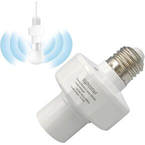lightstar Motion Sensor Light Socket, Radar Motion Screw LED CFL Incandescent Bulb Adapter, E27/E26 Outdoor Indoor Garage Light, for Basement