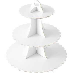 Soleebee 3-Tier Cupcake Stand, Cardboard Cupcake Tower, Dessert Cup Cake Stand Tower for Birthday Wedding Party Decoration, Cupcake Tier Stand 1 Set (White)