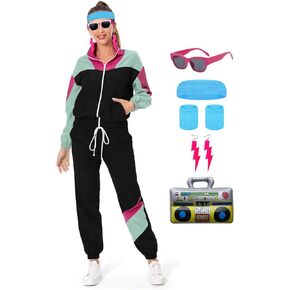 Color Block Track Suit Set 80s Long Sleeve Windbreaker 90s Track Outfit Casual Sweatsuits Women