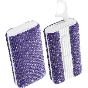 Soleebee Portable Dental Floss Case Bling Crystal Floss Picks Dispenser Travel Flossers Organizer Case Refillable Dental Floss Holder with 10 Floss Picks for Teeth Cleaning (Silver)