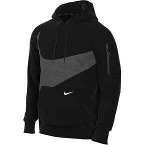 Nike Therma-FIT Men's Pullover Fitness Hoodie, Black/Black/Charcoal Heather/White, X-Large