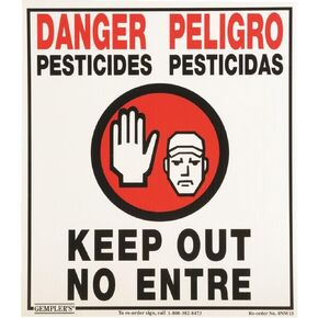 Gemplers Low-cost Bilingual English/Spanish Worker Protection Standard WPS Pesticide Warning Sign, Danger Pesticides Keep Out 14"W x 16"H