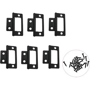6PCS 51x24mm Black Metal Hinge Bifold Butt Cabinet Hinges Non Mortise Door Hinge Furniture Door Hinge Packaging Box Hardware Accessory Small Hinge with Screws Suitable for Window and Dresser