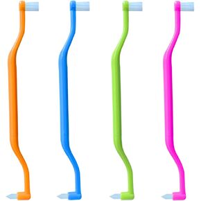 FRUTA Orthodontic Toothbrush 4pcs Tiny Tuft Toothbrush Two in One Double Head Interdental Interspace Brush Braces Wisdom Teeth Detail Cleaning Brush(A)