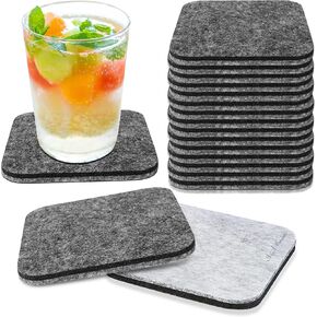 A&A Wonders Premium Felt Coasters for Drink, Absorbent Felt Protects Furniture, Table, Anti Slip, Absorbent, Suitable for Drinks & All Table Types (Light Gray/Dark Gray, Square 18 Pack)