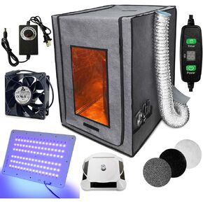 Smart Control Resin 3D Printer Enclosure with Ventilation Kit + UV Curing Light Compatible with ANYCUBIC Photon Mono 2, ELEGOO Mars 4 MSLA, Neptune 3 Pro, Ender 3 3D Printer Upgrade