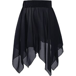 Asymmetric Teen Girls Ballet Skirts Wrap Knee Length Chiffon Dance Cover up for Aerial Yoga, Swim, Beach, Skating