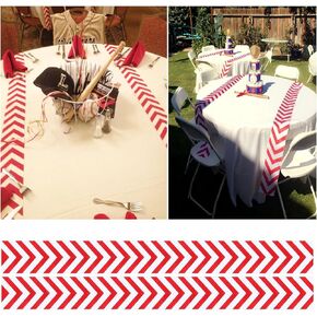 Baseball Table Runner/Baseball Party Decorations/Baseball Runner Table Cloth Runner Sports Red White for Boy Sports Themed Birthday Party