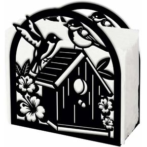 SUPERDANT Birds Napkin Holder for Tables Iron Birdhouse Standing Paper Napkin Tissue Dispenser for Kitchen Dining Table Countertop Outdoor Cocktail Picnic Metal Holders for Mail Coffee Filter