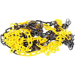 iplusmile 20ft Plastic Chain Links - Weatherproof Privacy Safety Barrier for Fence and Gate (Yellow and Black)