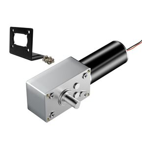 DC 12V High Speed 470 RPM Worm Gear Motor Reversible All Metal Gear Motor 8mm Shaft with Install Bracket