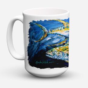 Caroline's Treasures MW1125CM15 Fish - Tuna Tuna Blue Dishwasher Safe Microwavable Ceramic Coffee Mug 15 ounce, 15 ounce, multicolor