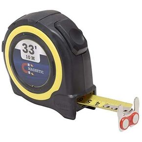 Edward Tools MagTape Magnetic Tape Measure - Magnetic Dual End Hook - Double sided coated blade nylon - Quick Retract Button -Impact Resistant Case - Inch & Metric (33 Foot)