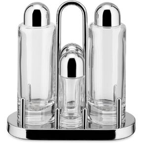 Alessi 4 Piece Condiment Set, Silver