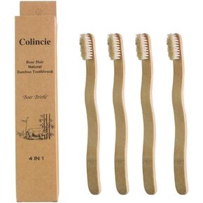 Boar Bristle & Bamboo Toothbrush, Compostable Boar Hair and Eco-Friendly Wooden Toothbrush - Zero Waste (4)