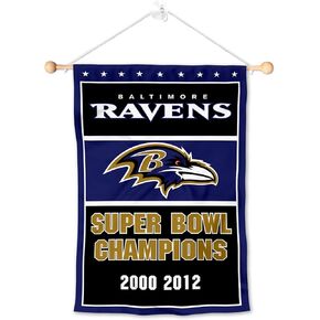 WinCraft Baltimore Ravens 3 Time Champions Banner Window Wall Hanging Flag with Suction Cup