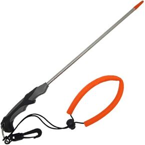 Scuba Choice 13-3/4" Stainless Steel Lobster Tickle Stick with Clip & Lanyard – Durable Gray for Diving, Hunting, Underwater Exploration Molded Grip, Swivel Hook