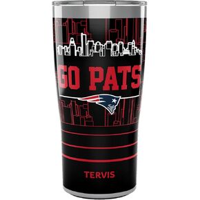 Tervis Traveler NFL New England Patriots - Go Pats شعار ثلاثي مسورات كوب سفر معزول للبهلوان المعزولون يبقي المشروبات الباردة والساخنة ، 20 أوقية ، الفولاذ المقاوم للصدأ