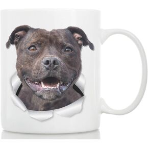 Happy American Staffordshire Terrier Mug – Staffie Ceramic Coffee Mug - Perfect Staffordshire Bull Terrier Gifts - Funny Cute Staffordshire Terrier Dog Coffee Mug for Dog Lovers and Owners (11oz)