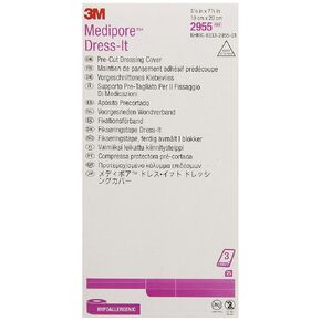3M™ Medipore™ Dress-It Pre-Cut Dressing Covers 2955, 3 7/8 inch x 7 7/8 inch (10cm x 20cm), 3 sheets/pad, 25 pads/box