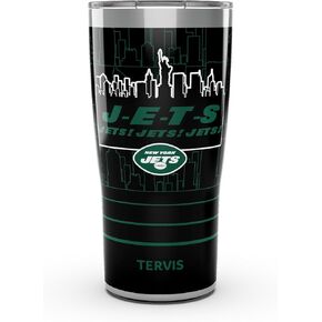 Tervis Traveler NFL New York Jets - شعار ثلاثي الجدران معزول كوب سفر للبهلوان المعزول يحافظ على المشروبات الباردة والساخنة ، 20 أوقية ، الفولاذ المقاوم للصدأ