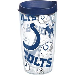 Tervis مصنوع في الولايات المتحدة الأمريكية مزدوجة الجدران NFL إنديانابوليس كولتس معزول كوب البهلوان المعزول يحافظ على المشروبات الباردة والساخنة ، 16 أوقية ، في كل مكان