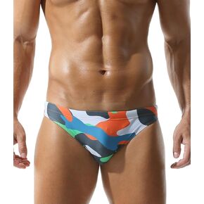 YUZHOU Mens Swim Briefs Camouflage Pattern Sexy Micro Bikini Swimwear Drawstring Swimsuit Men