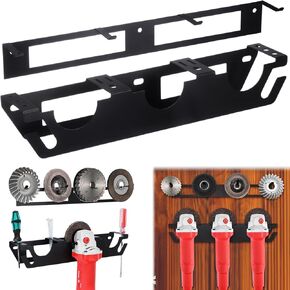 Zonon Angle Grinder Holder with Discs Hook Rack Angle Grinder Tool Stand Angle Grinder Rack Garage Wall Mount Organizer Bracket for Cutters Garage Workspace Polishers Work Area Storage