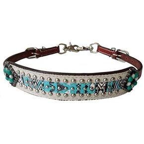 Showman Teal & White Navajo Print Leather Wither Strap
