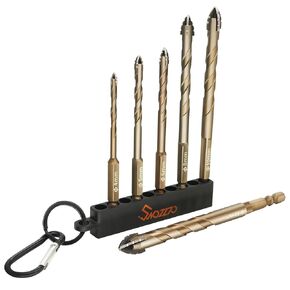 6PCS High-Strength Eccentric Twist Drill Bit Set,2025 New Four-Flute Sawtooth Carbide Eccentric Drill Bit,1/4 Hex Shank Masonry Drill Bits for Concrete,Brick,Glass,Wood,Tile,Cement Etc.