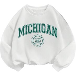 SHENHE Girl's Crew Neck Graphic Sweatshirt Letter Print Thermal Warm Preppy Sweatshirt Top