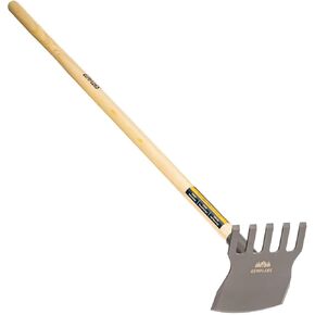 Gemplers Steel Rake Hoe with Wood Handle, 5 Wide Tines, Multi-Purpose Tool for Gardening, Planting, and Fire Prevention, Commercial Grade