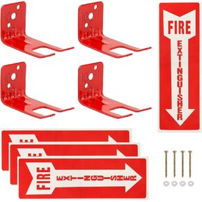 4 Pack Universal Fire Extinguisher Bracket Wall Mount Fork Style Fire Extinguishers Hanger for All Extinguishers with Valve Body Slots Easy Installation and Access(Red)